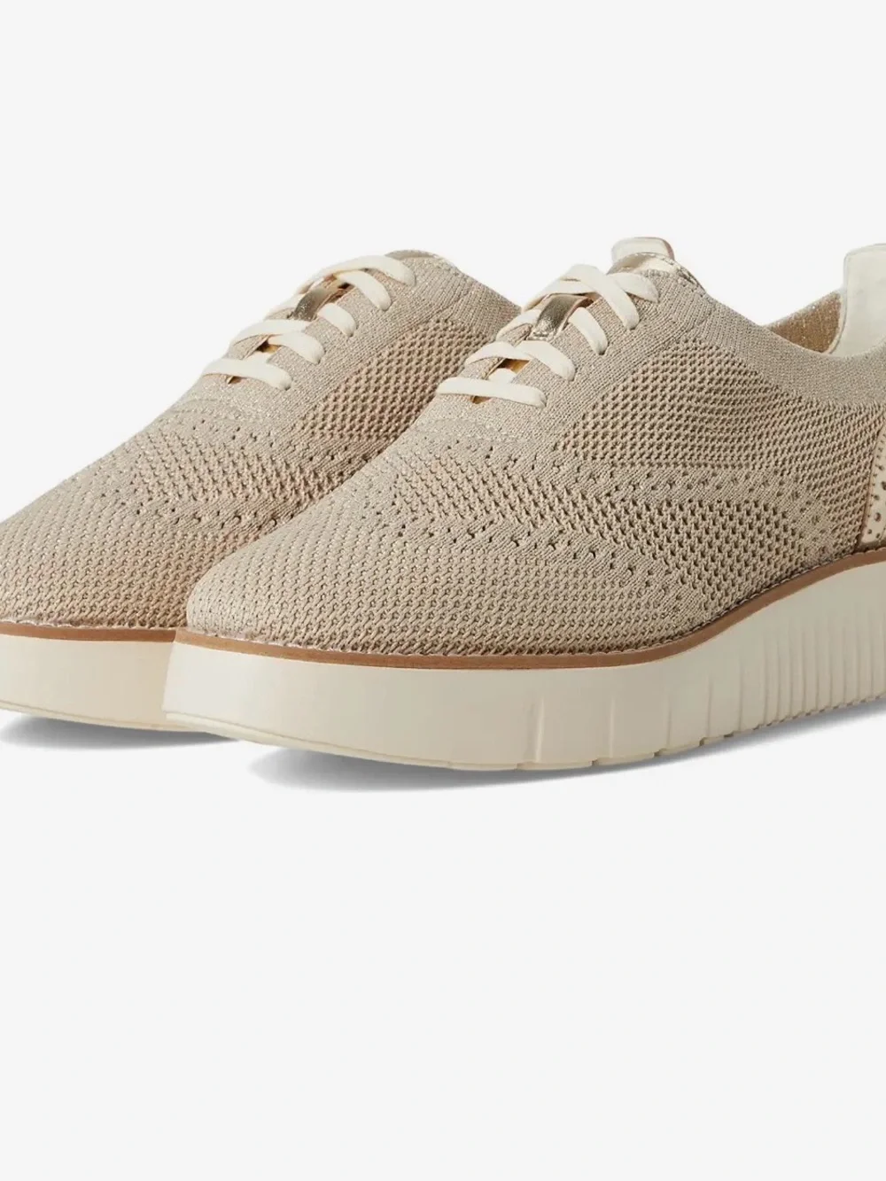 Cole Haan Knit Lace-Up Platform Oxfords - Beige